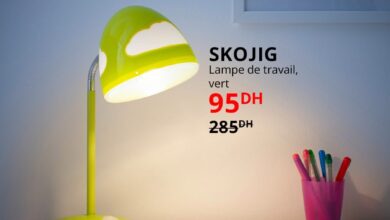 Soldes chez Ikea Maroc Lampe de travail vert SKOJIG 95Dhs au lieu de 285Dhs