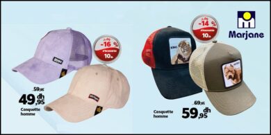 Soldes Marjane Casquette pour Homme à partir de 49Dhs au lieu de 59Dhs