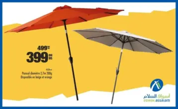 Soldes Aswak Assalam Parasol Beige/Orange 2.7m 399Dhs au lieu de 499Dhs