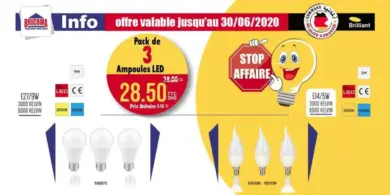 Soldes Bricoma Pack de 3 ampoules LED à 28.50Dhs au lieu de 38Dhs
