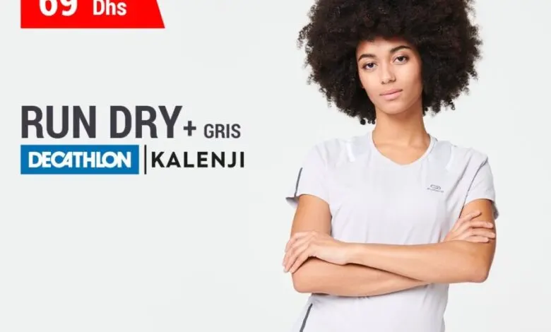 Soldes chez Decathlon T-Shirt Jogging pour femme Gris clair 69Dhs au lieu de 89Dhs
