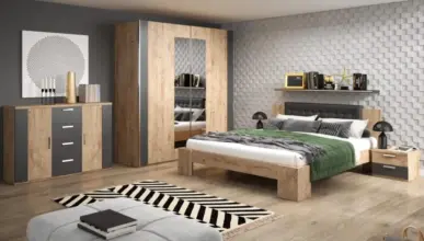 Prix Spécial Kitea Armoire RIMA Chêne & Noir 5150Dhs au lieu de 6450Dhs