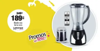 Soldes Aswak Assalam Blender bol en verre LAMARQUE 189Dhs au lieu de 249Dhs