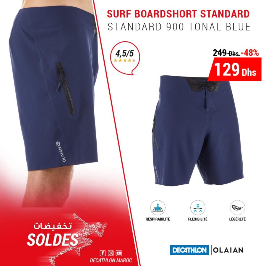 Soldes Decathlon Maroc Surf Boardshort Standard OLAIAN 129Dhs au lieu de 249Dhs