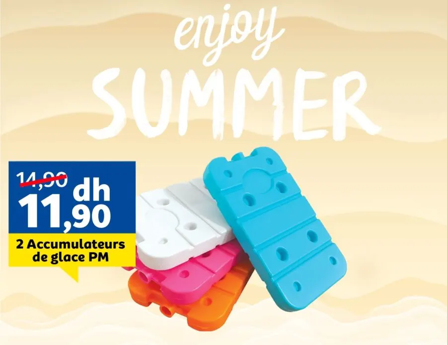 Offre fraicheur chez Marjane 2 Accumulateurs de glace PM à 11.90Dhs au lieu de 14.90Dhs