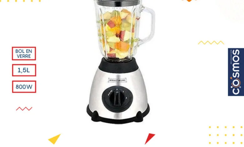 Promo Cosmos Electro Blender ROYALTY LINE 1.5L bol en verre 189Dhs au lieu de 299Dhs