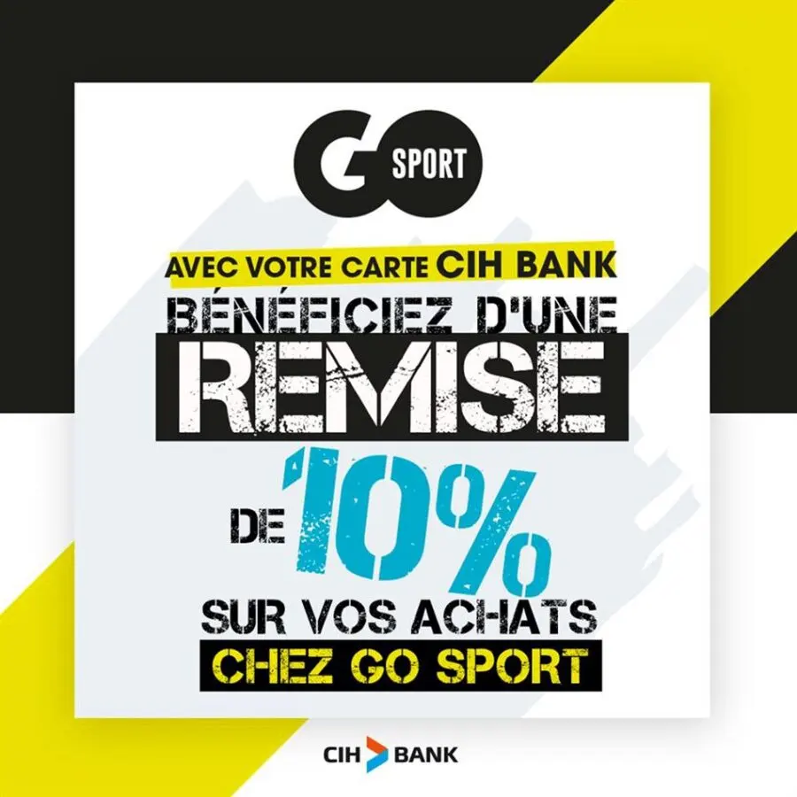 Remise de 10% Go Sport Maroc avec la carte CIH Bank Jusqu'au 30 Juillet 2020