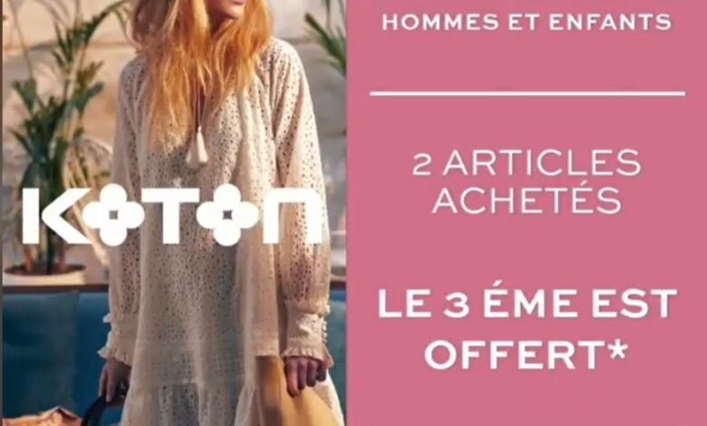 Summer Sale Chez Koton Maroc 2 articles achetés le 3ème Offert