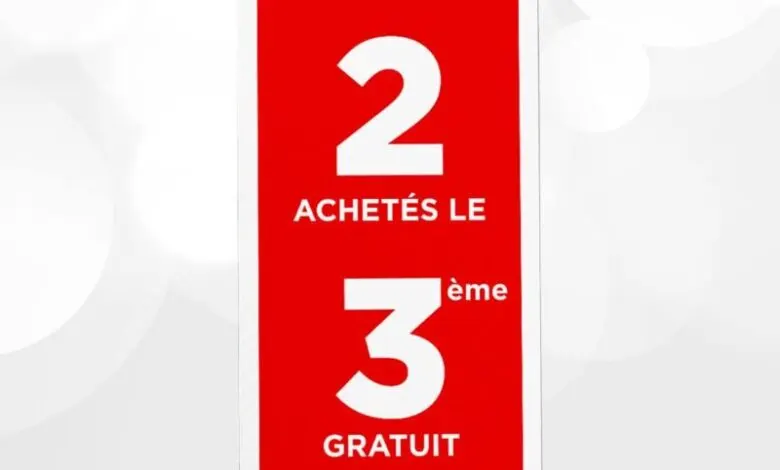 Promo étiquettes rouges Defacto Maroc Acheté 2 le 3 ème est gratuit