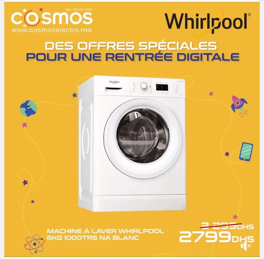 Soldes Cosmos Electro Lave-linge 6Kg WHIRLPOOL 2799Dhs