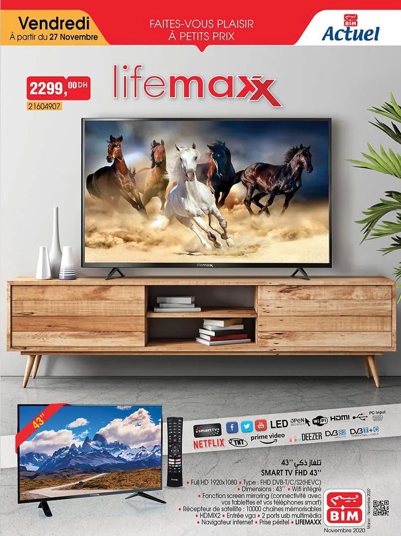 Catalogue Bim Maroc Spéciale Smart TV Lifemaxx 43° Full HD 2299Dhs