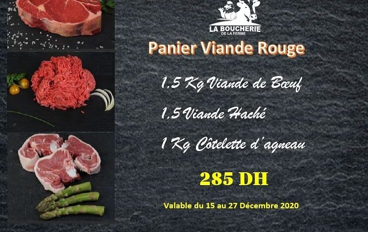 Promo Spécial Panier Viande rouge chez La Boucherie de la ferme 285Dhs au lieu de 325Dhs
