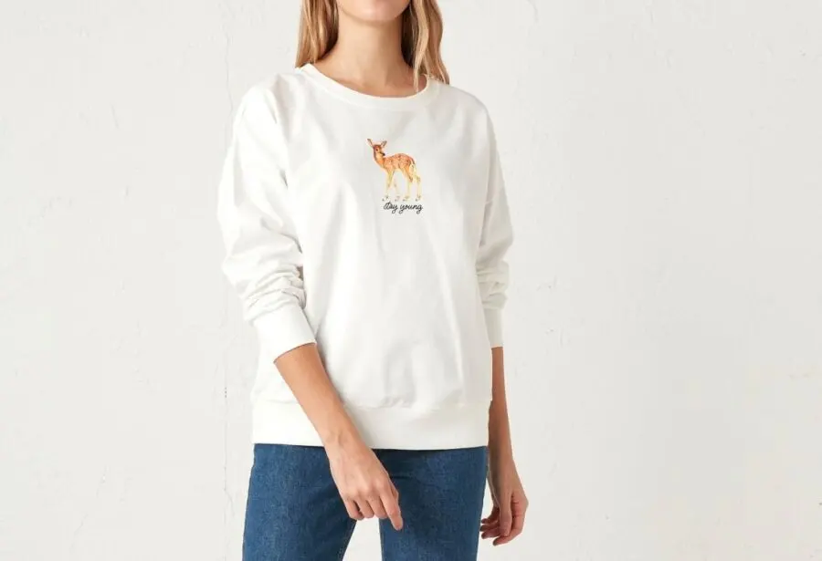 Soldes LC Waikiki Maroc Sweatshirt imprimé à col ras du cou 99Dhs au lieu de 149Dhs