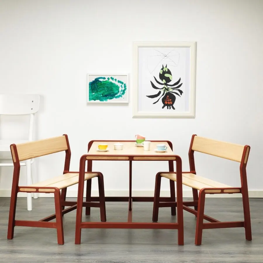 Soldes Ikea Maroc Table enfant hêtre/rouge foncé YPPERLIG 599Dhs au lieu de 850Dhs