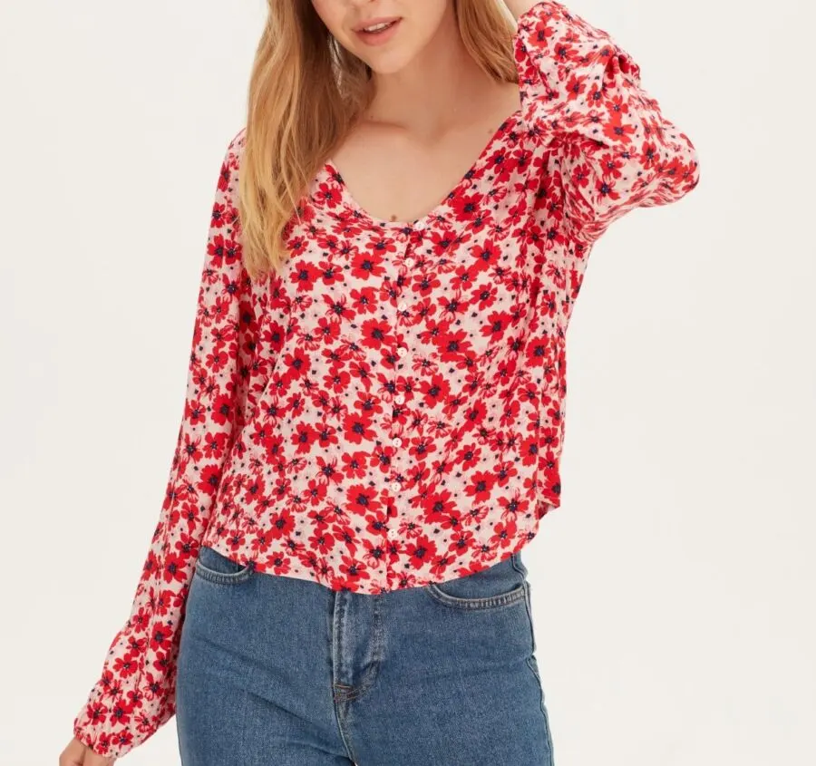 Soldes LC Waikiki Maroc Chemisier en viscose à motifs floraux 69Dhs au lieu de 159Dhs