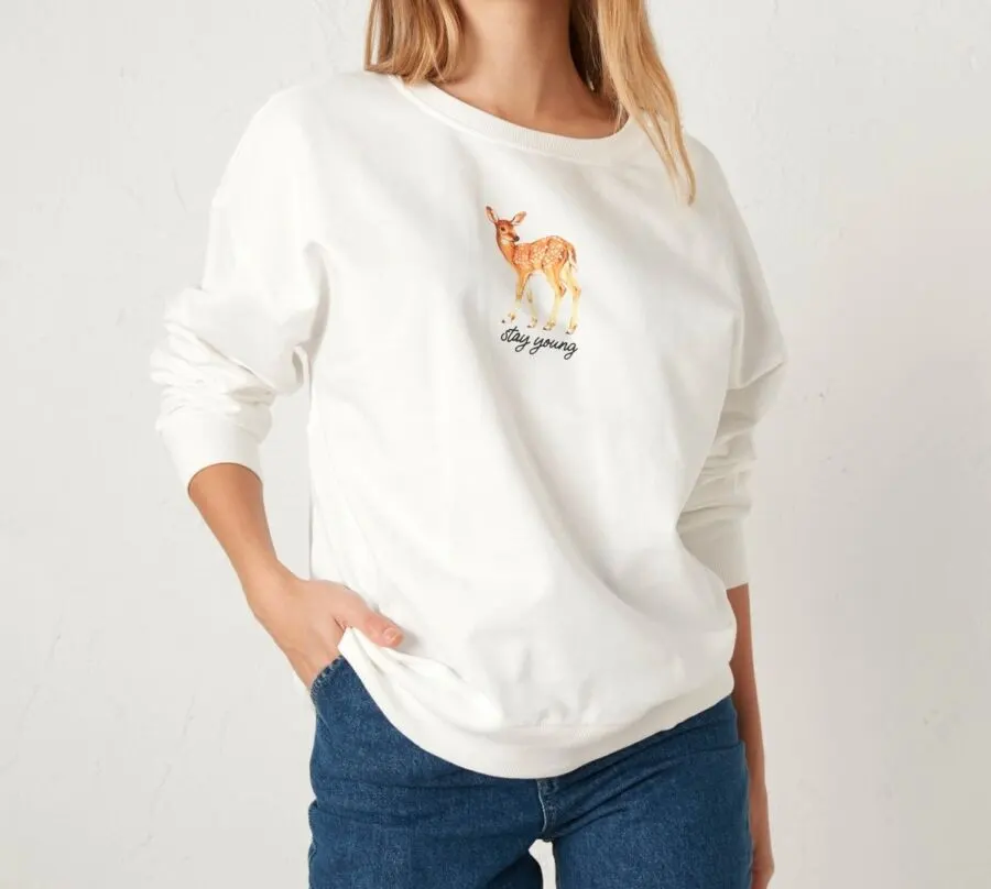 Soldes LC Waikiki Maroc Sweatshirt imprimé à col ras du cou 99Dhs au lieu de 149Dhs