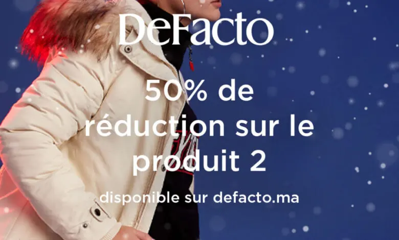 Soldes de 50% de réduction sur le 2ème produit DeFacto Maroc uniquement en ligne