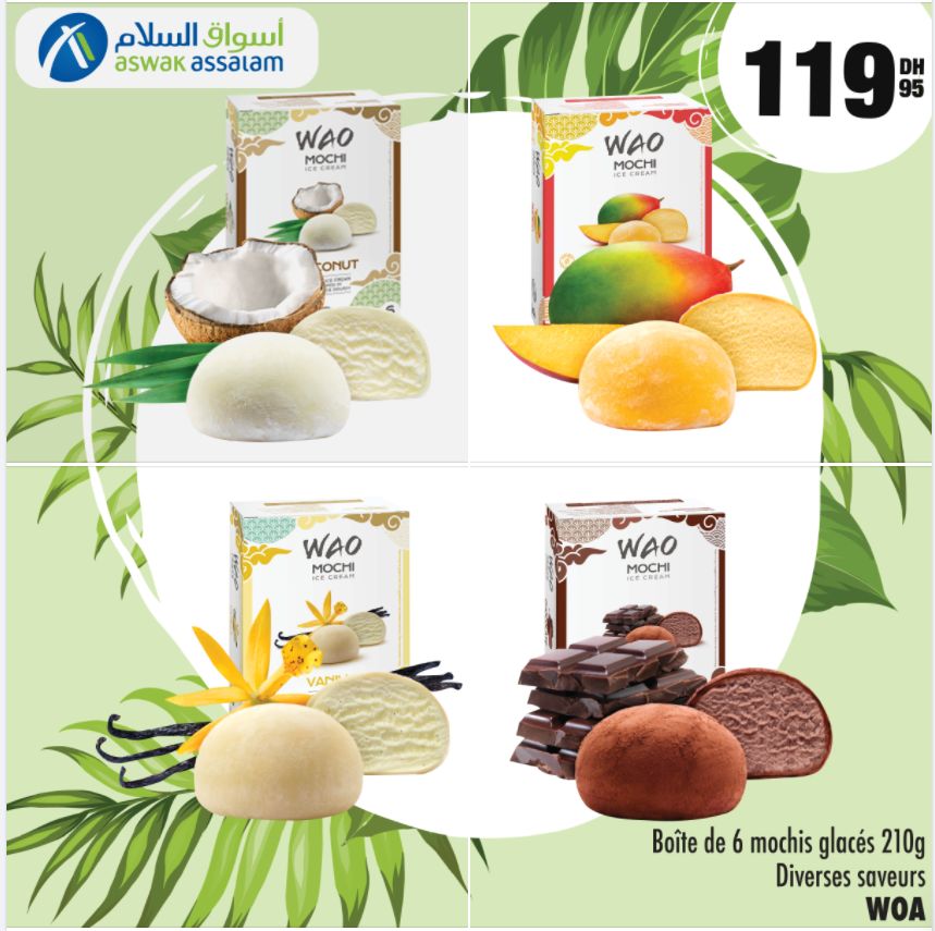 Offres chez Aswak Assalam Lot de 6 boîtes WOA mochis glacé 119Dhs
