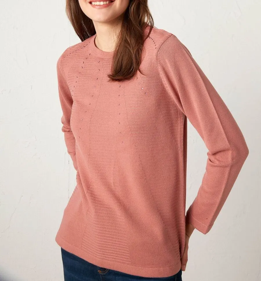 Soldes LC Waikiki Maroc Pull en tricot avec imprimé appliqué femme 79Dhs au lieu de 119Dhs