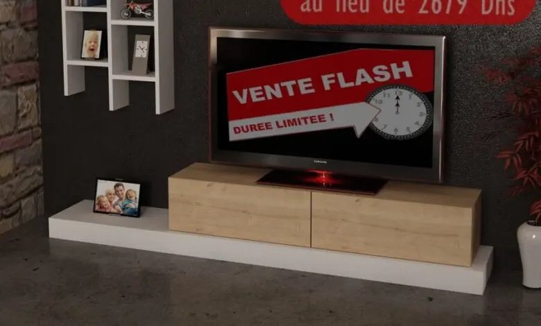 Vente Flash chez Azura Home Meuble TV LUCIDA 2411Dhs au lieu de 2679Dhs