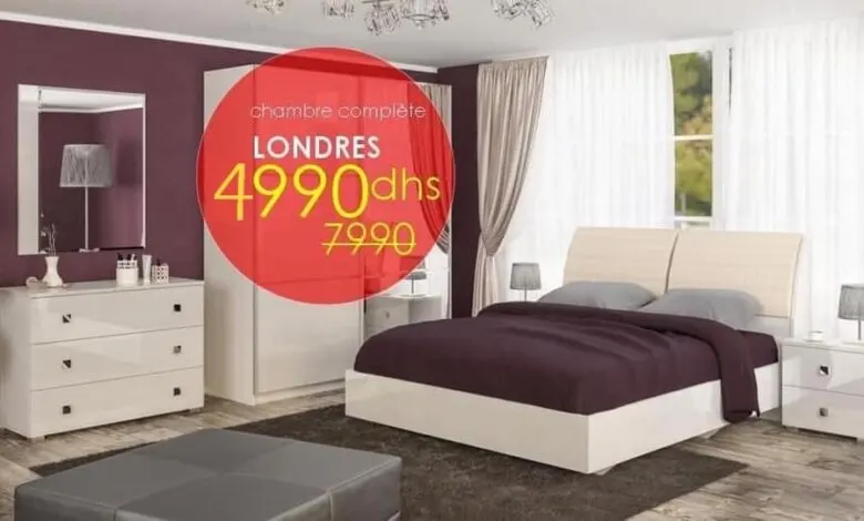 Soldes Azura Home Chambre à coucher LONDRES 4990Dhs au lieu de 7990Dhs