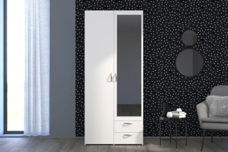 Soldes kitea Armoire DAILY 2 portes 2 tiroirs Blanc 1995Dhs au lieu de 2595Dhs