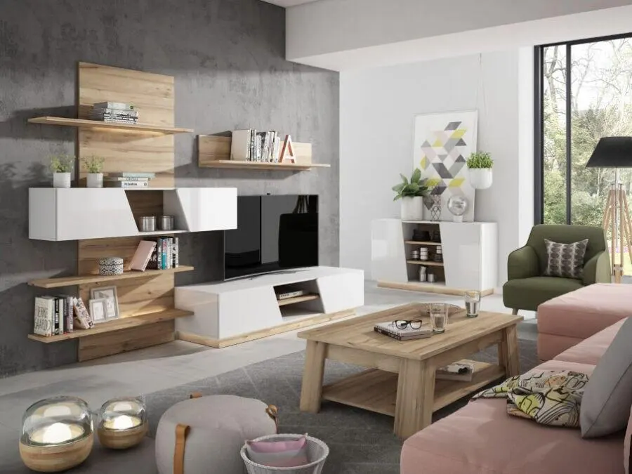 Prix spécial chez Kitea Commode HULON Chêne Beige et Blanc 1495Dhs au lieu de 2095Dhs