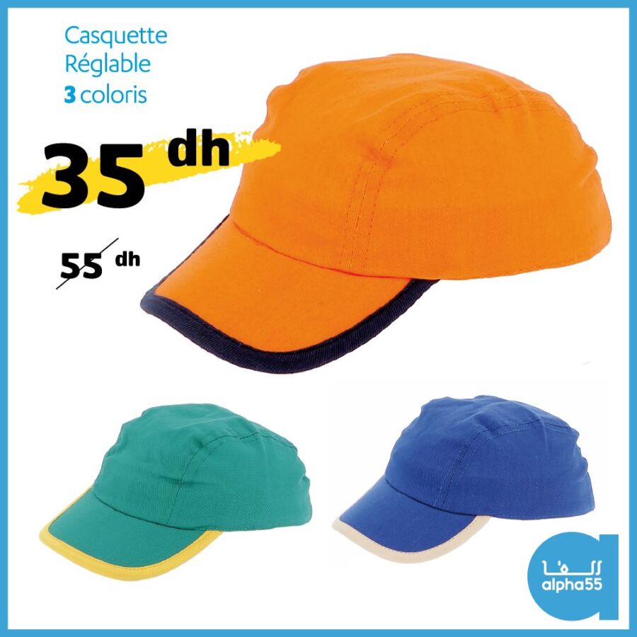 Soldes Alpha55 Casquette réglable 3 coloris 35Dhs au lieu de 55Dhs