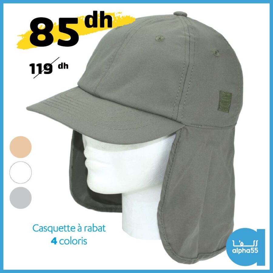 Soldes Alpha55 Casquette à rabat 4 coloris 85Dhs au lieu de 119Dhs