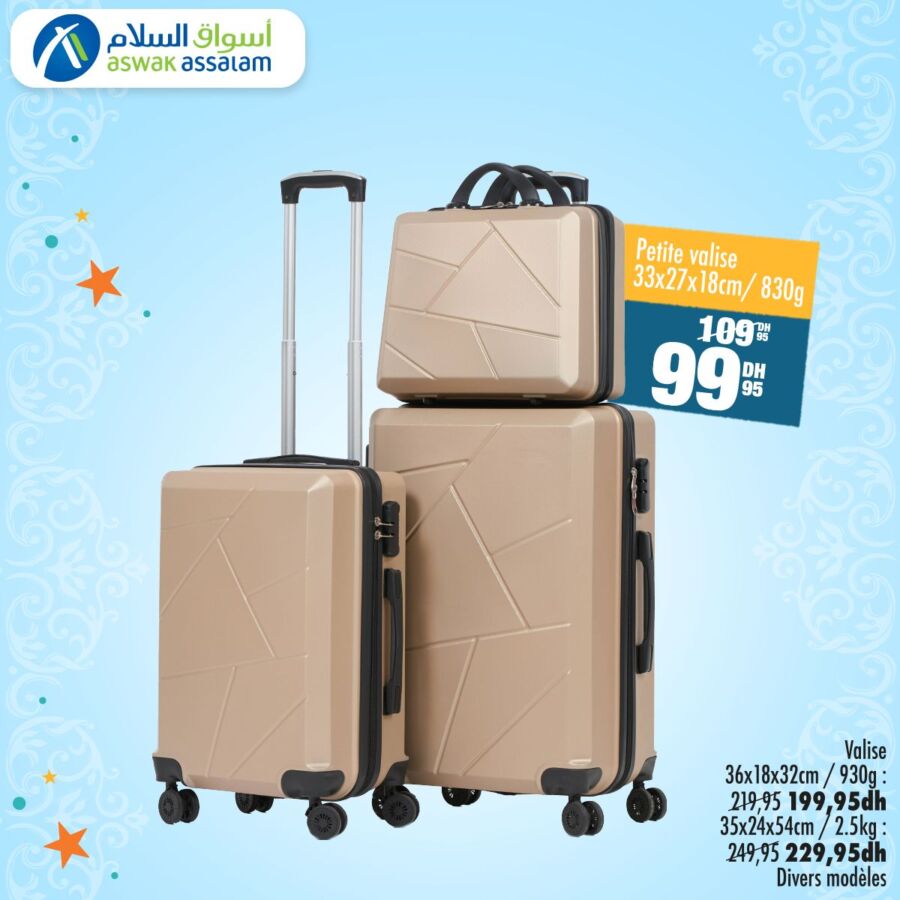 Offres Spécial Aswak Assalam Soldes sur les valises/trolley divers modèles