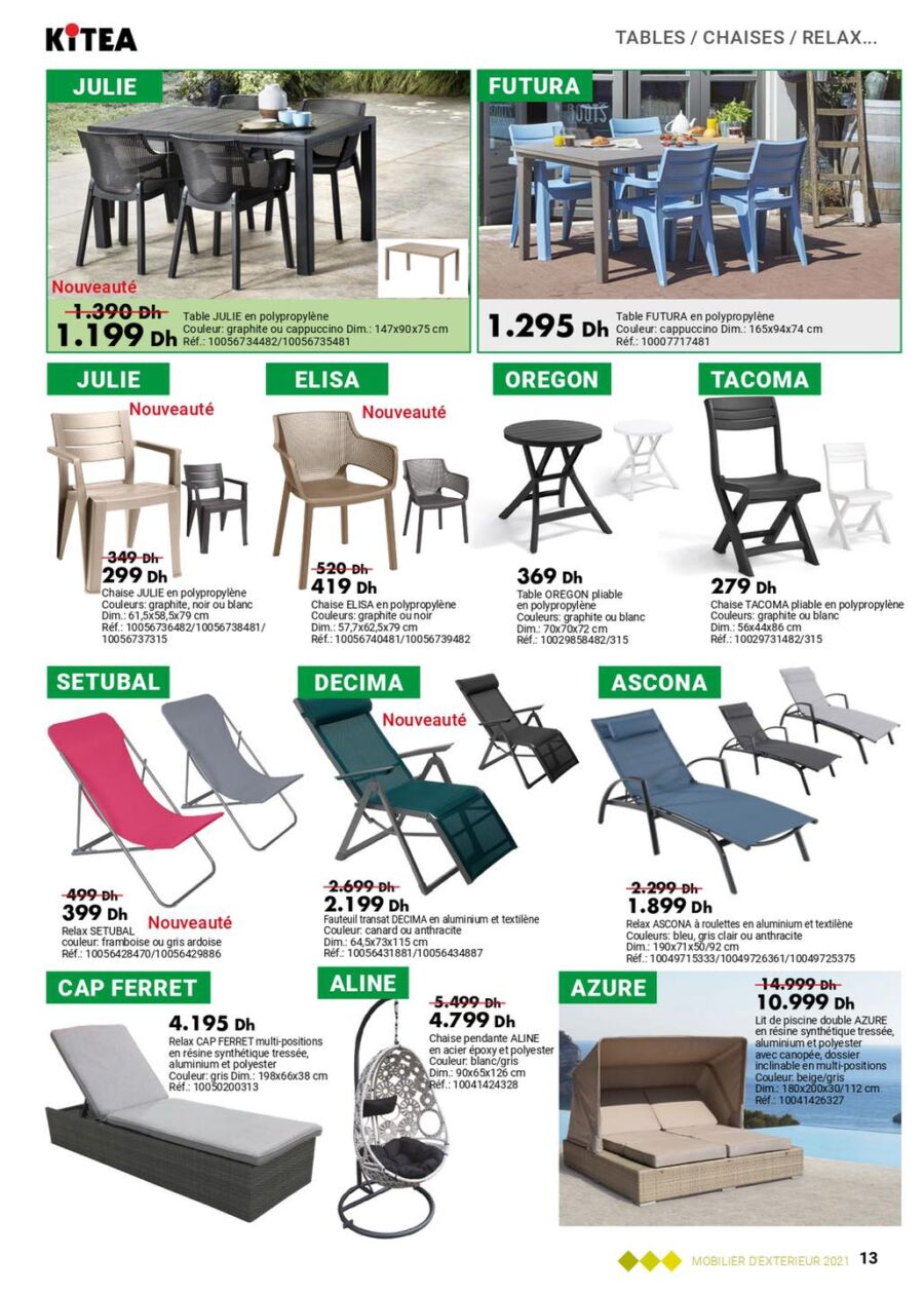 Catalogue Kitea Nouvelle collection Mobilier d'extérieur valable jusqu'au 31 août 2021