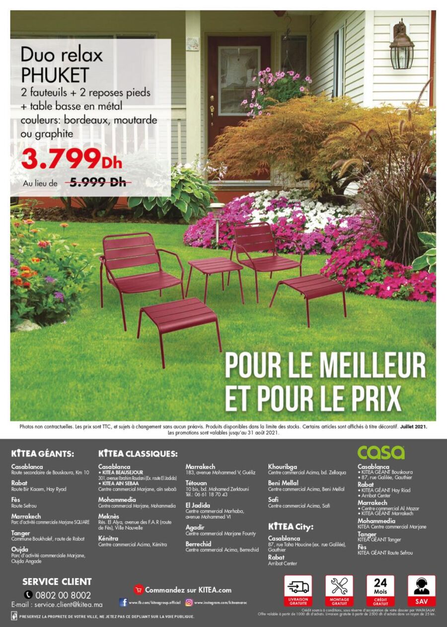 Catalogue Kitea Nouvelle collection Mobilier d'extérieur valable jusqu'au 31 août 2021