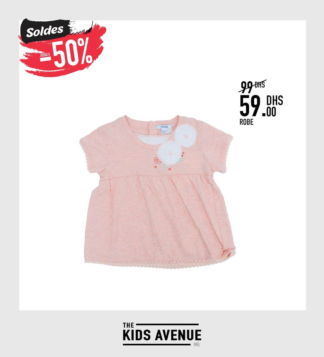 Soldes Kids Avenue MH Robe pour bébé fille 59Dhs au lieu de 99Dhs