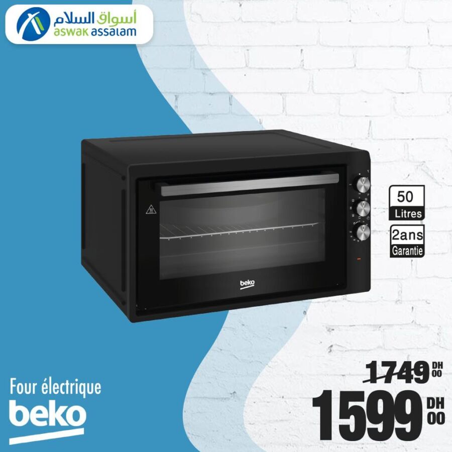 Soldes Aswak Assalam Four électrique BEKO 50L 1599Dhs au lieu de 1749Dhs