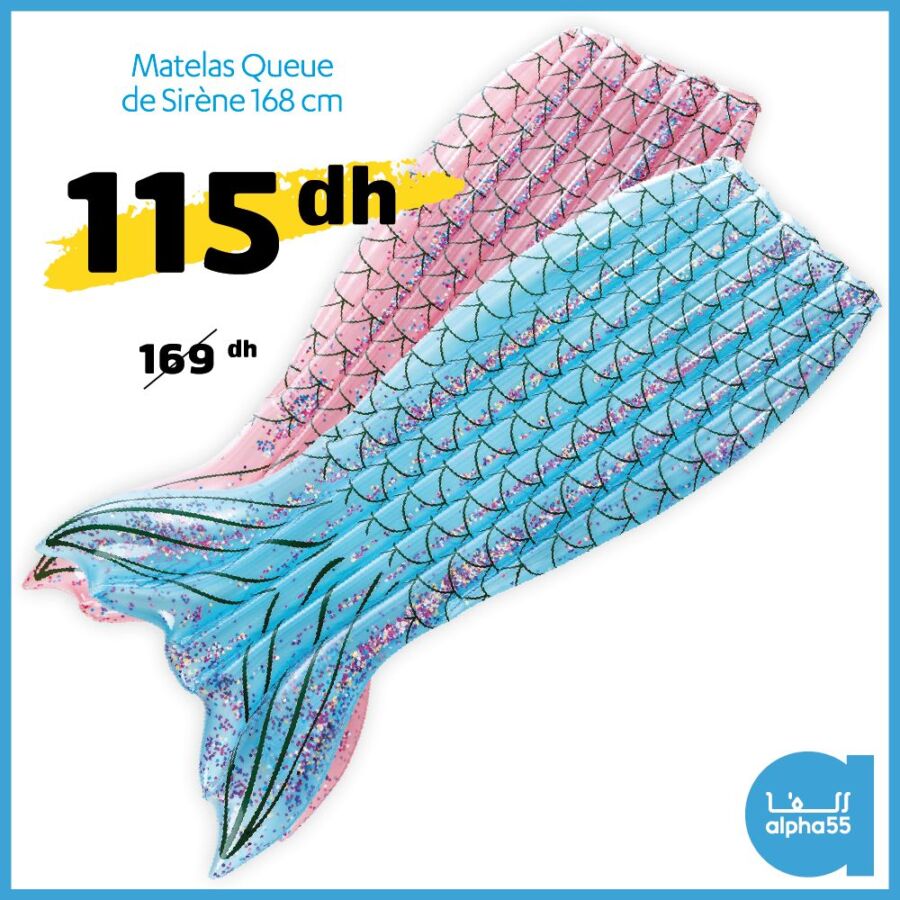Soldes Alpha55 Matelas Queue de sirène 168cm 115Dhs au lieu de 169Dhs