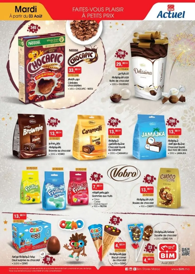 Catalogue Bim Maroc Spécial Bonbons et Chocolats à partir du mardi 3 août 2021