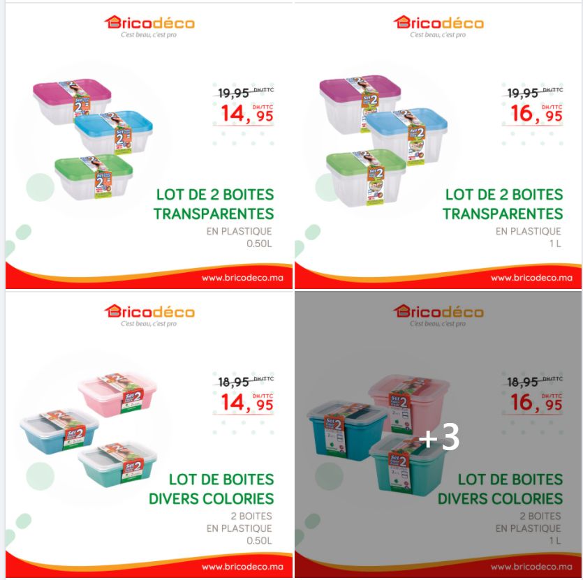 Soldes chez Bricodéco Lot de Boîte de conservation divers modèles et coloris
