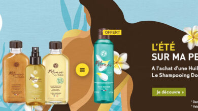 Promo Yves Rocher Maroc Acheter huile MONOI shampoing douche offert valable jusqu'au 31 août 2021