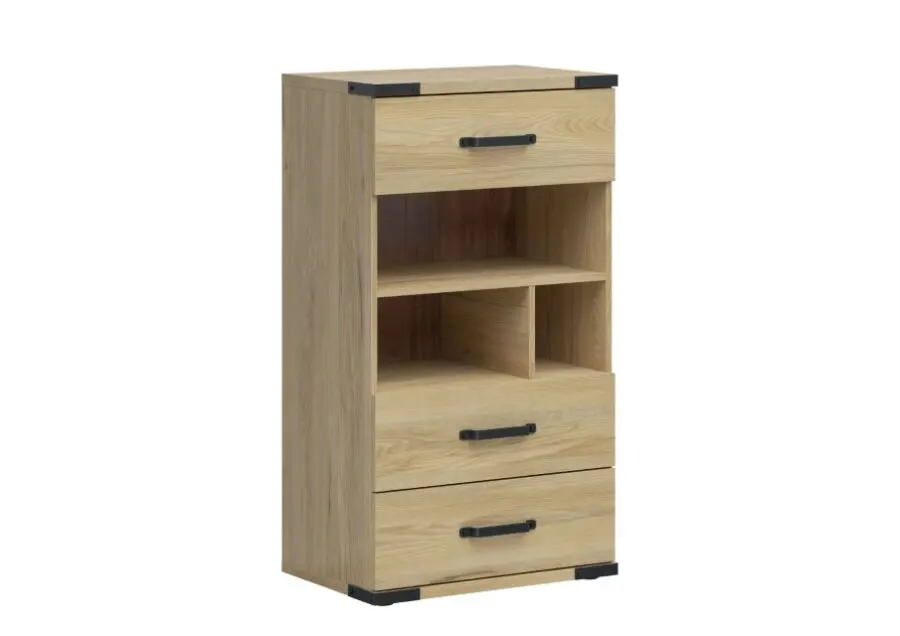 Soldes Kitea Commode LARA 3 tiroirs 3 niches Chêne beige 1750Dhs au lieu de 2190Dhs