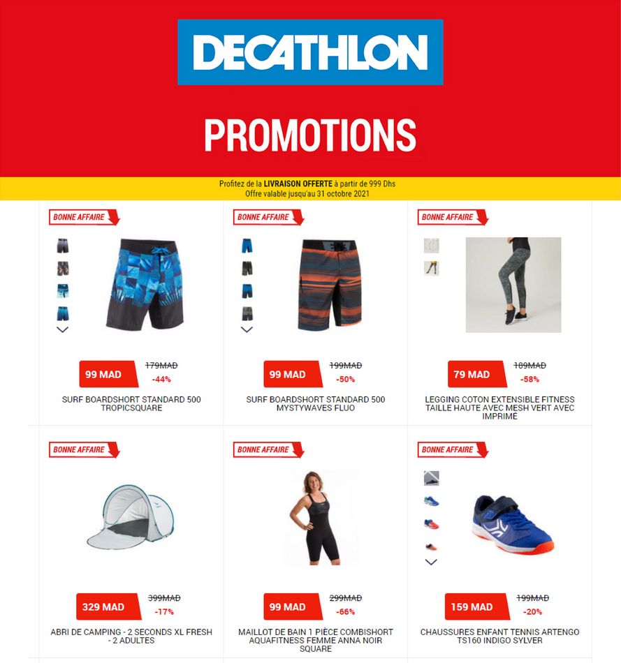 Catalogue Promotionnel Decathlon Maroc valable jusqu'au 31 octobre 2021