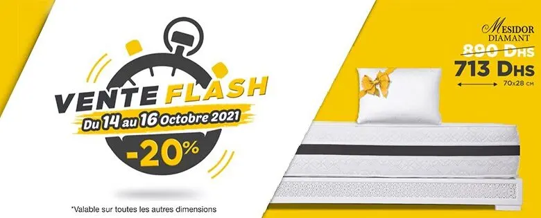 Vente Flash -20% Expert Du Sommeil valable du 14 au 16 octobre 2021
