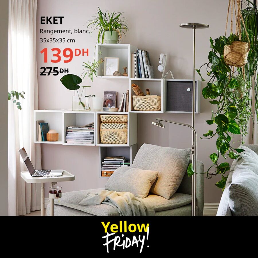 Yellow Friday chez Ikea Maroc Rangement blanc EKET 139Dhs au lieu de 275Dhs