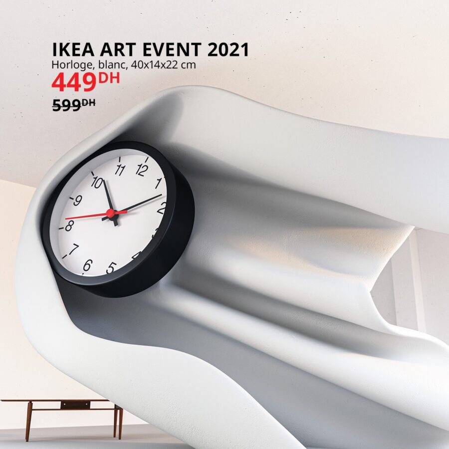 Soldes Ikea Maroc Horloge IKEA ART EVENT 2021 blanche 449Dhs au lieu de 599Dhs