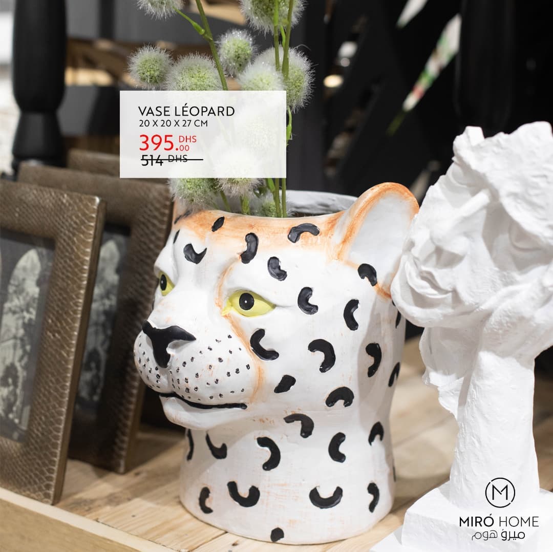 Offres Spéciales Miro Home Vase LEOPARD 20x20x27cm 395Dhs au lieu de 514Dhs