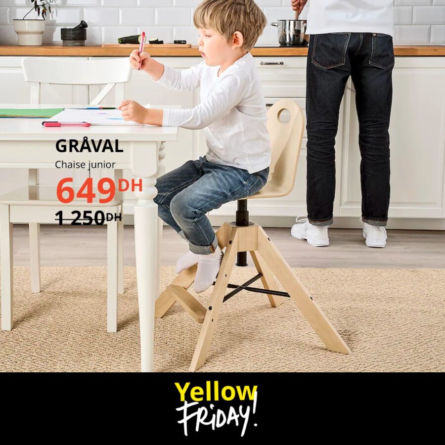Yellow Friday chez Ikea Maroc Chaine junior GRAVAL 649Dhs au lieu de 1250Dhs