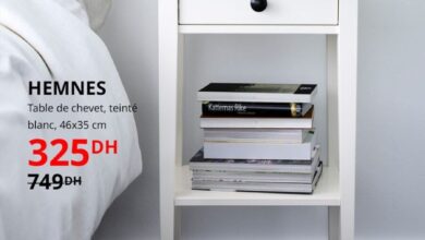 HEMNES Table de chevet, teinté blanc, 46x35 cm - IKEA
