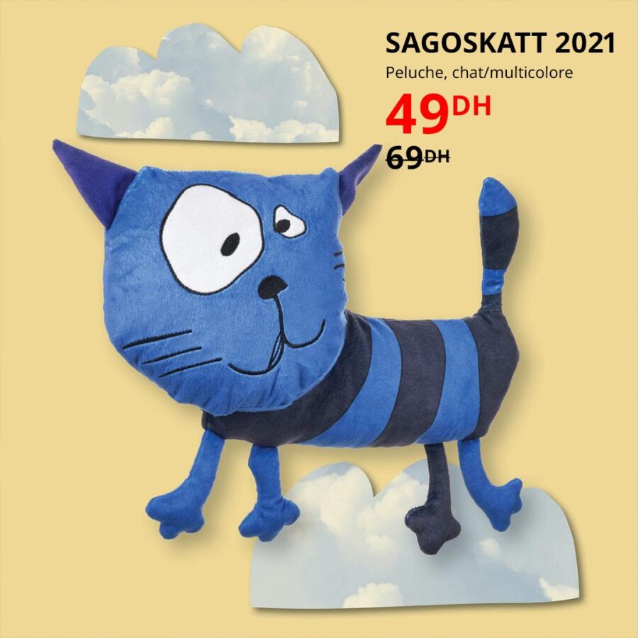 Soldes Ikea Maroc Peluche SAGOSKATT 2021 chat/multicolore 49Dhs au lieu de 69Dhs