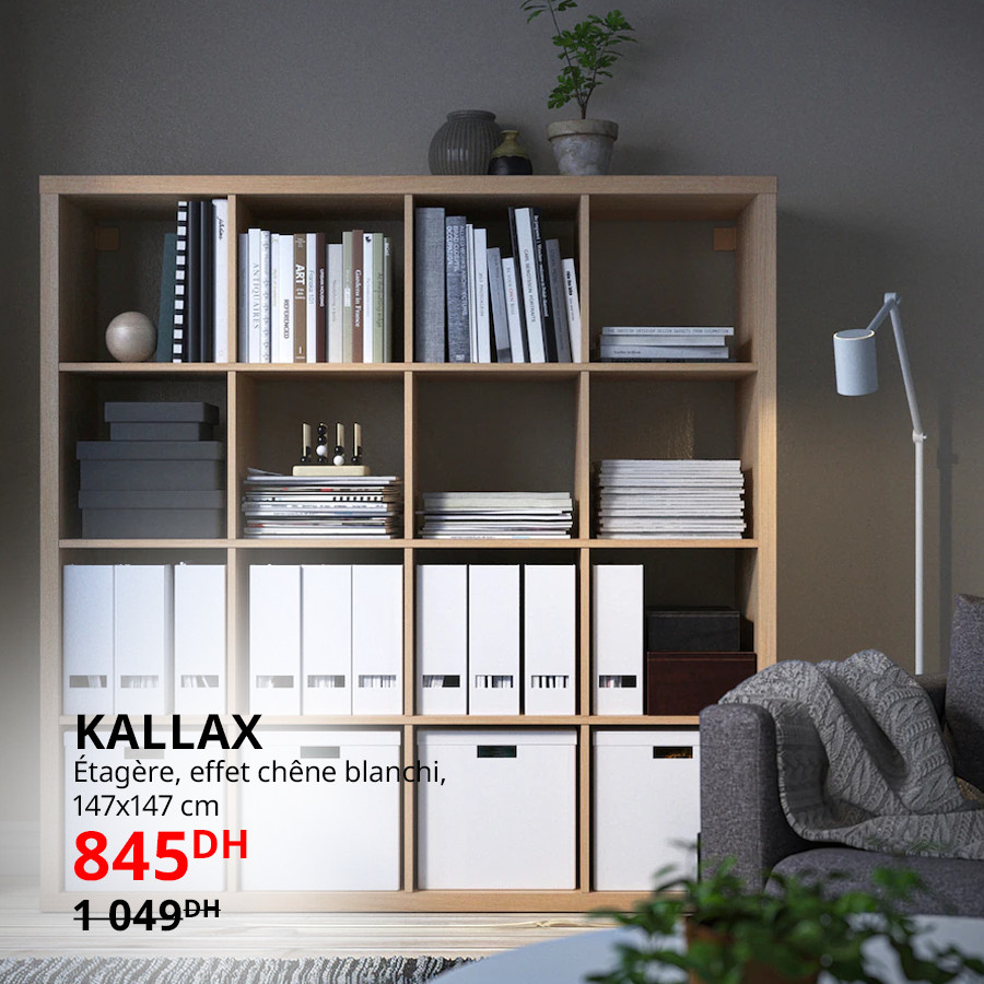 Soldes Ikea Maroc Etagère 147x147cm KALLAX 845Dhs au lieu de 1049Dhs