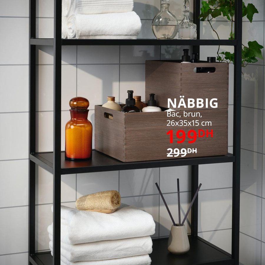 Soldes Ikea Maroc Bac brun NABBIG 26x35x15cm 199Dhs au lieu de 299Dhs
