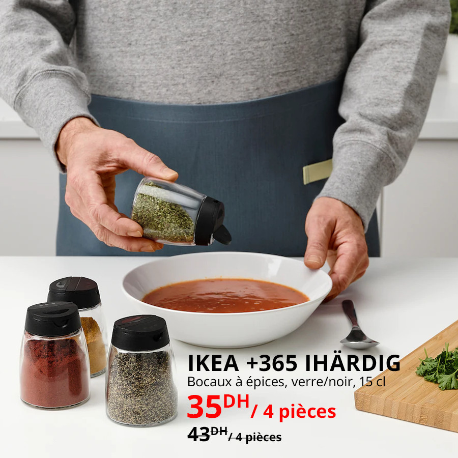 Soldes Ikea Maroc 4 Bocaux à épices IKEA +365 IHARDIG 35Dhs au lieu de 43Dhs
